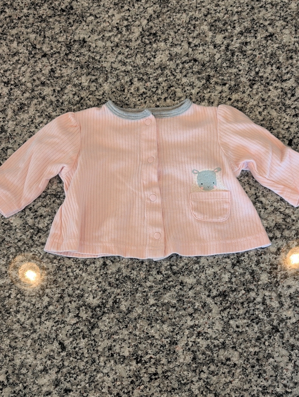 Pink Baby Button-Front Top with Pocket Embroidery
